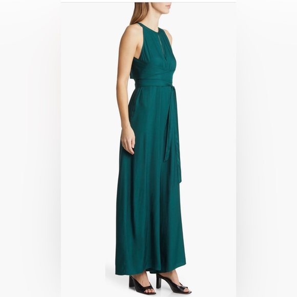 Ted Baker Meriahh Dark Green Halter Wide Leg Jumpsuit - Size 4 (US 10/12/14) - Picture 15 of 15